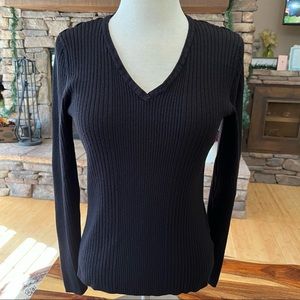 George Black Light Ribbed Cable Sweater, Size L